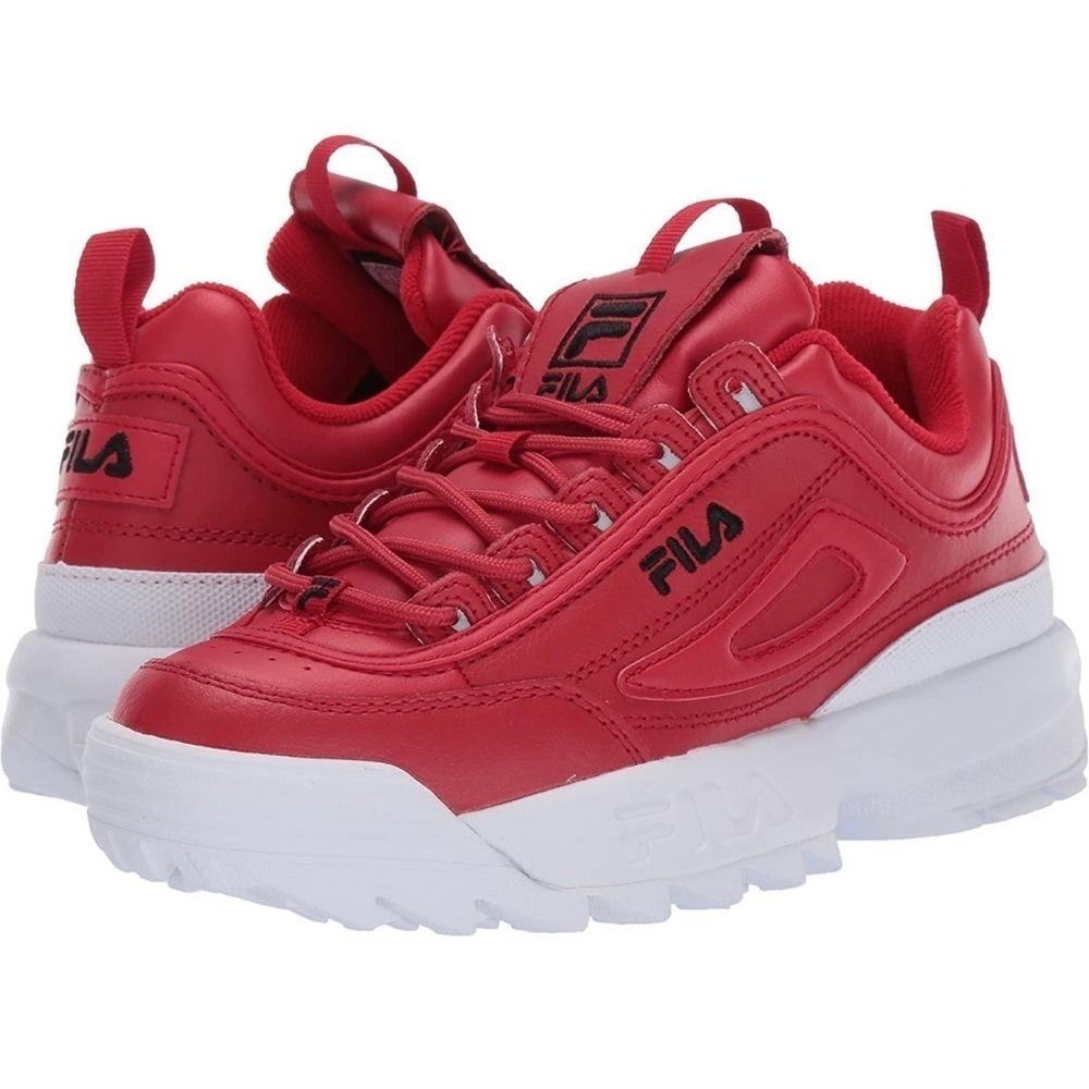 Fila RED LEATHER WEDGE LACE UP SNEAKERS SIZE 6